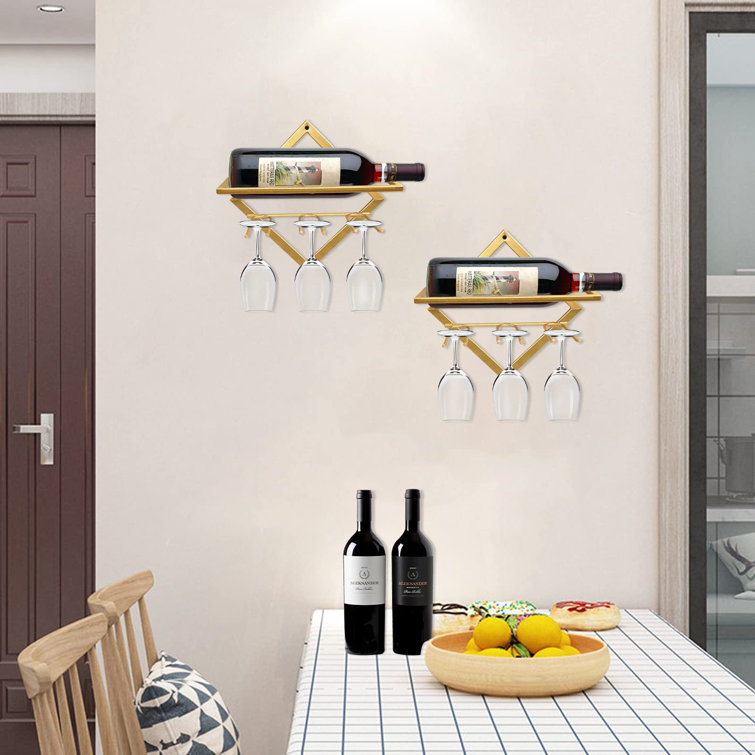 Gold wall mounted online wine rack